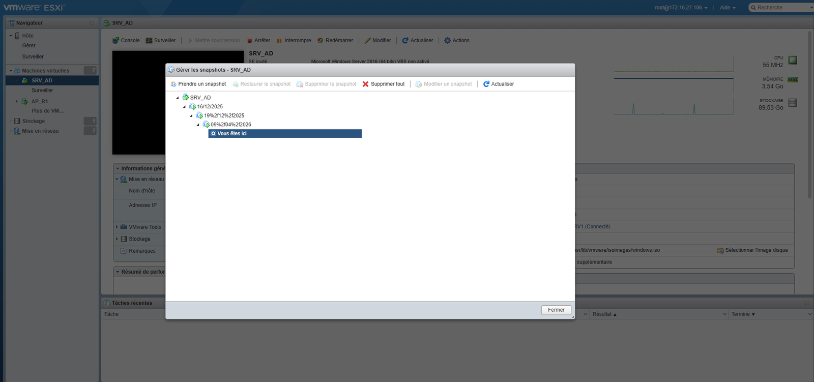 Gestion des points de restauration